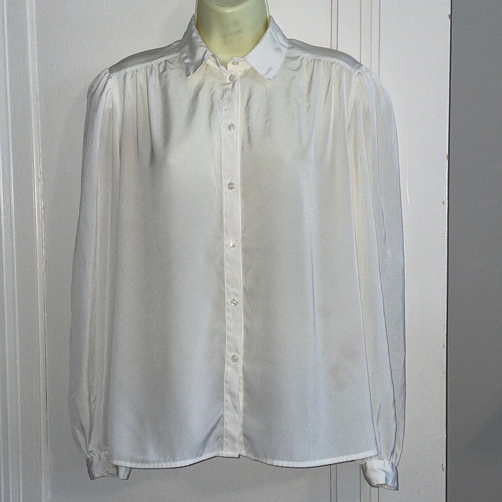 โVtgย 70sโAlexandriaโwhiteโpolyesterโblouse